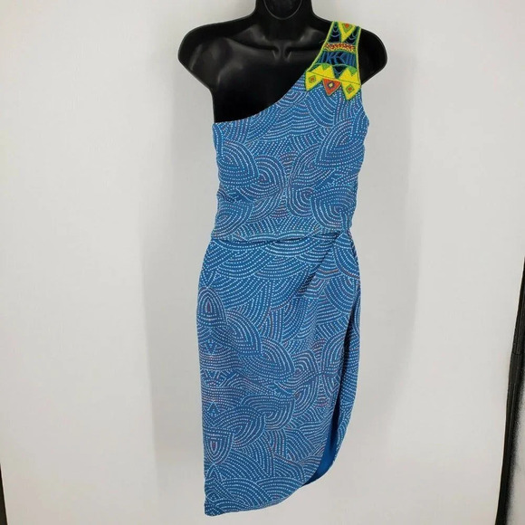 Pia Pauro Asymetrical One Shoulder Beaded Dress - Picture 2 of 12